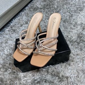 Forever Rhinestone/Sparkly Tan Heels